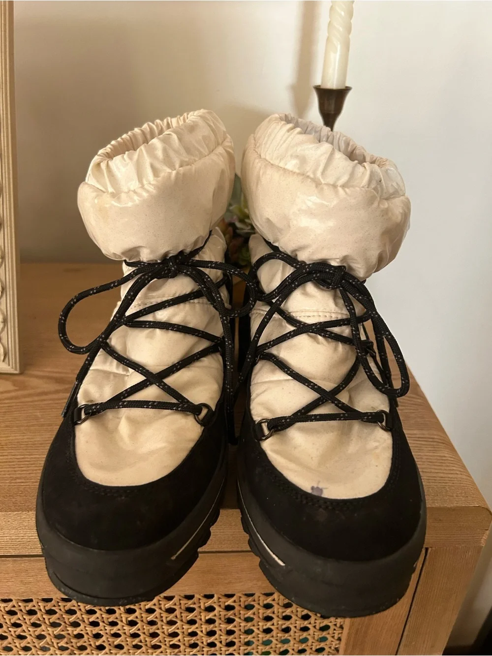 Pajar Taya Alpine Platform Snow Boots Pajar-Tex Black Cream Winter Size 7-7.5